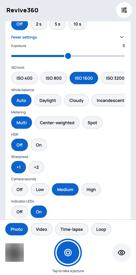 Camera settings